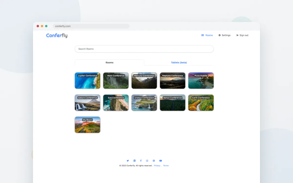 Conferfly conference room app